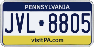 PA license plate JVL8805