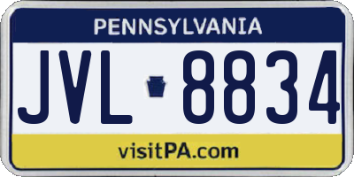 PA license plate JVL8834