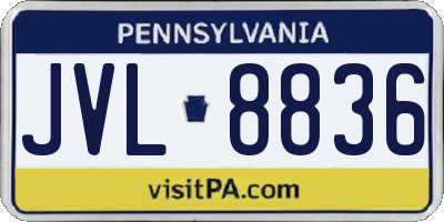 PA license plate JVL8836