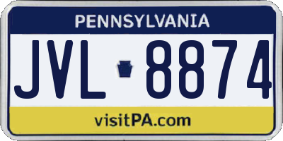 PA license plate JVL8874