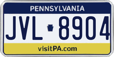PA license plate JVL8904