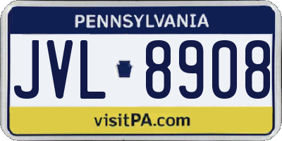 PA license plate JVL8908