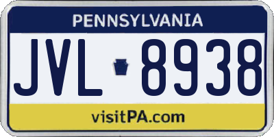 PA license plate JVL8938