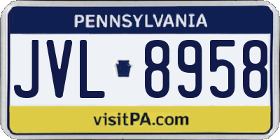PA license plate JVL8958