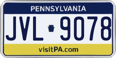 PA license plate JVL9078