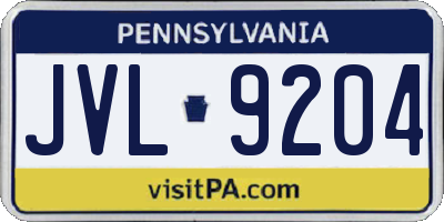 PA license plate JVL9204