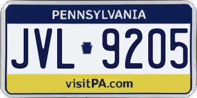 PA license plate JVL9205