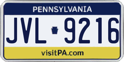 PA license plate JVL9216