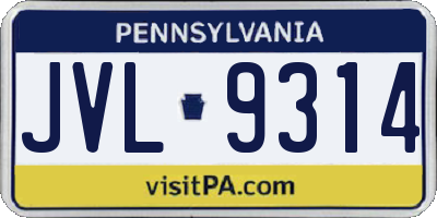 PA license plate JVL9314