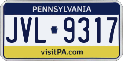 PA license plate JVL9317