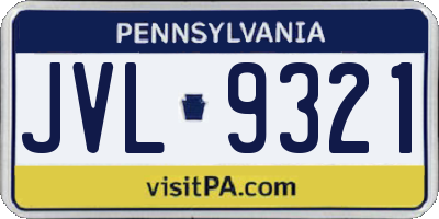 PA license plate JVL9321