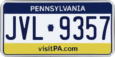 PA license plate JVL9357