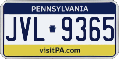 PA license plate JVL9365