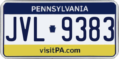 PA license plate JVL9383
