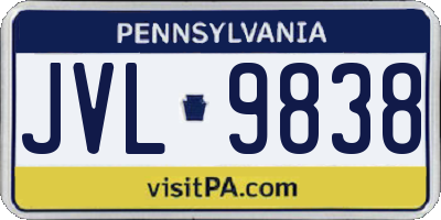 PA license plate JVL9838