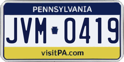 PA license plate JVM0419