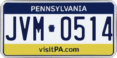 PA license plate JVM0514