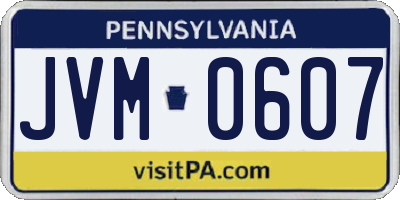 PA license plate JVM0607