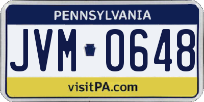 PA license plate JVM0648