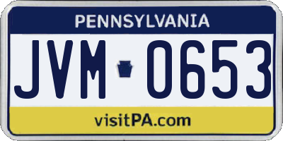PA license plate JVM0653