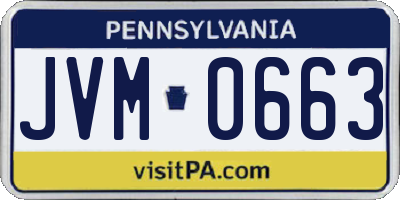 PA license plate JVM0663