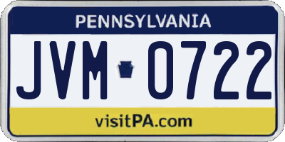 PA license plate JVM0722