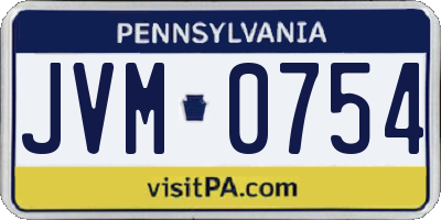 PA license plate JVM0754