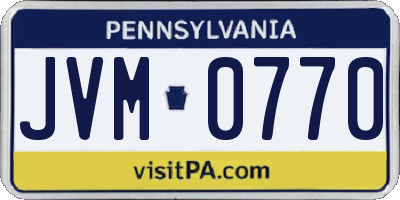 PA license plate JVM0770
