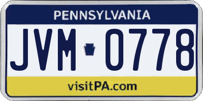 PA license plate JVM0778