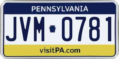 PA license plate JVM0781