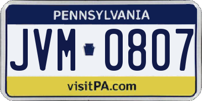 PA license plate JVM0807