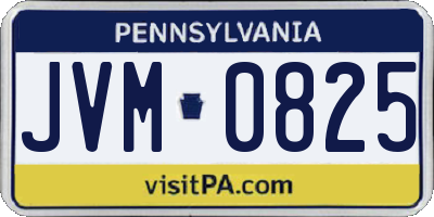 PA license plate JVM0825