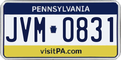 PA license plate JVM0831