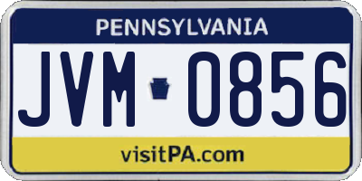 PA license plate JVM0856