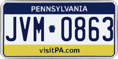 PA license plate JVM0863