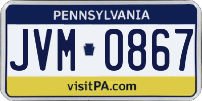 PA license plate JVM0867