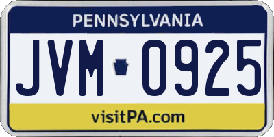 PA license plate JVM0925