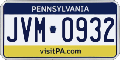 PA license plate JVM0932