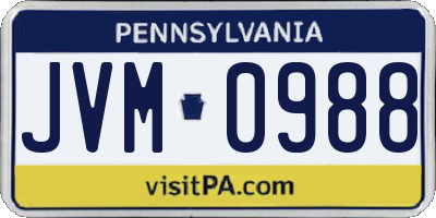 PA license plate JVM0988