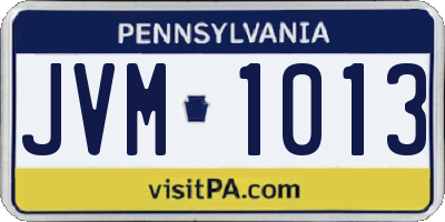PA license plate JVM1013