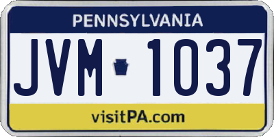 PA license plate JVM1037