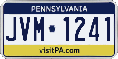 PA license plate JVM1241