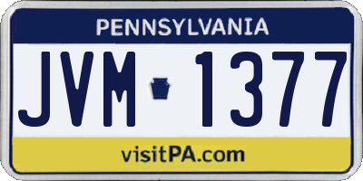 PA license plate JVM1377
