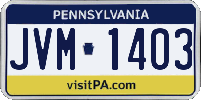 PA license plate JVM1403