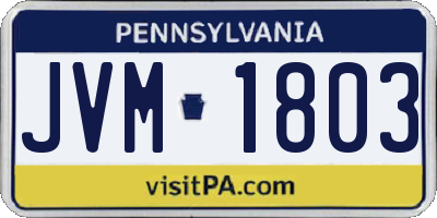 PA license plate JVM1803