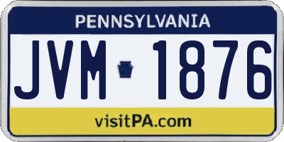 PA license plate JVM1876