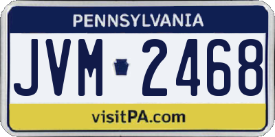 PA license plate JVM2468