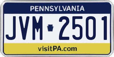 PA license plate JVM2501