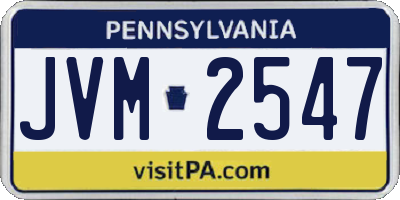 PA license plate JVM2547