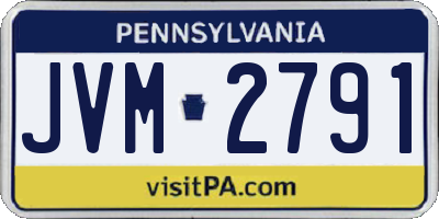 PA license plate JVM2791